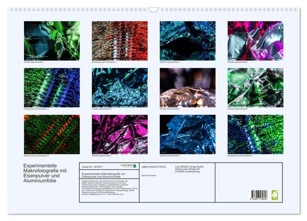 Produktbild: Experimentelle Makrofotografie mit Eisenpulver und Aluminiumfolie (Wandkalender 2026 DIN A2 quer), CALVENDO Monatskalender