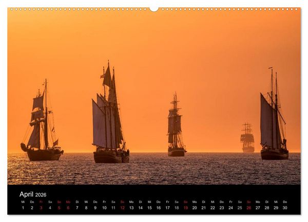 Produktbild: Windjammer auf der Ostsee im Abendlicht (Wandkalender 2026 DIN A2 quer), CALVENDO Monatskalender