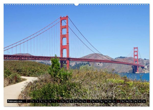 Produktbild: GOLDEN GATE BRIDGE Fascinating San Francisco (High Quality Premium Wall Calendar 2026 DIN A2 landscape),CALVENDO 12 Month Wall Calendar
