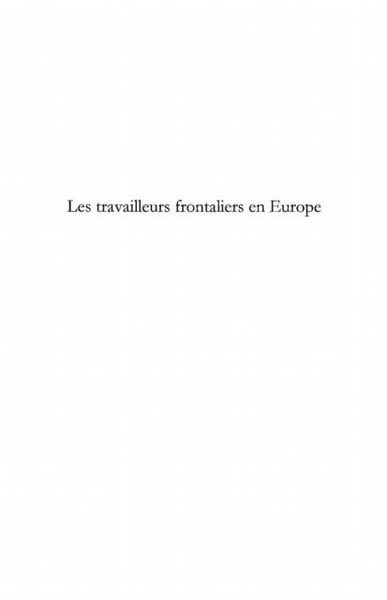 Produktbild: Travailleurs frontaliers en europe les
