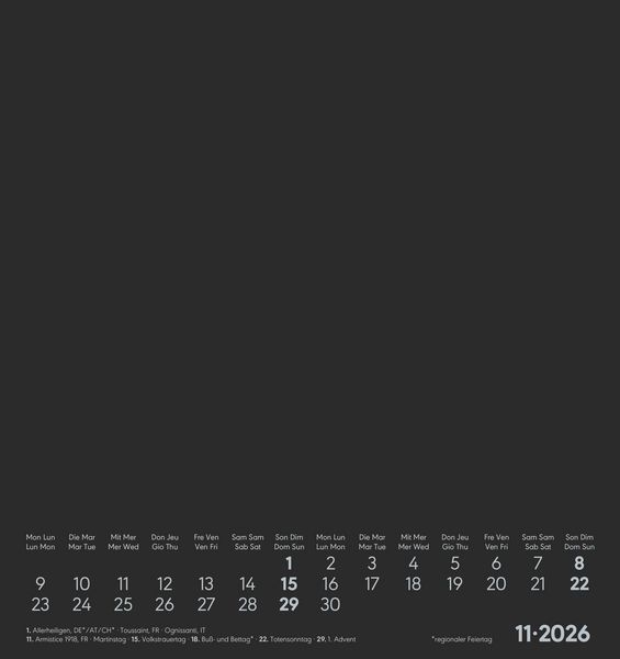 Produktbild: Kreativ-Kalender schwarz 2026 - 16x17 cm - Foto, Malen, Basteln - datiert - Kreativkalender - Foto-Kalender - Alpha Edition