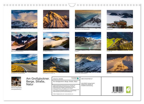 Produktbild: Am Gro&szlig;glockner. Berge, Stra&szlig;e, Natur (Wandkalender 2026 DIN A3 quer), CALVENDO Monatskalender