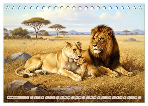 Produktbild: Afrikas Tiere wie aus alten B&uuml;chern (Tischkalender 2027 DIN A5 quer), CALVENDO Monatskalender