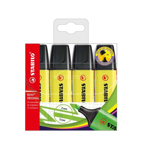 Produktbild: STABILO Textmarker -   BOSS ORIGINAL - 4er Pack - gelb