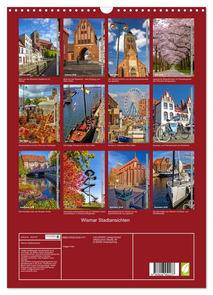 Produktbild: Wismar Stadtansichten (Wandkalender 2026 DIN A3 hoch), CALVENDO Monatskalender