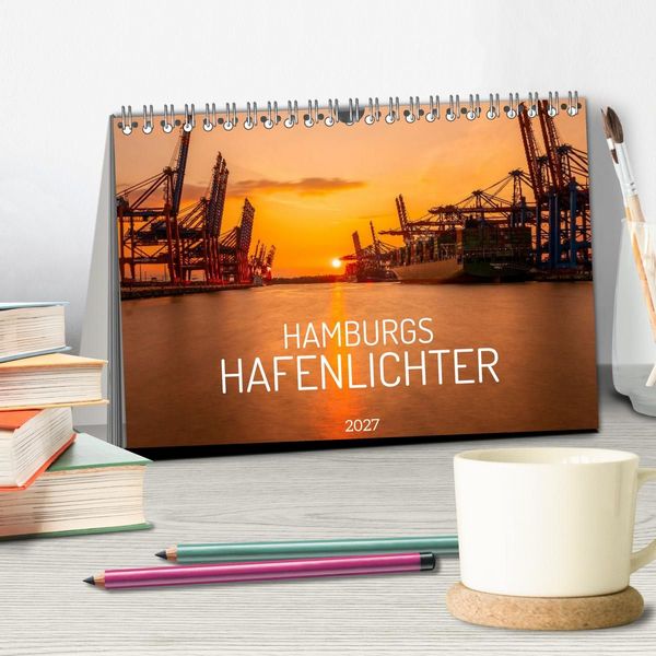 Produktbild: Hamburgs Hafenlichter (Tischkalender 2027 DIN A5 quer), CALVENDO Monatskalender