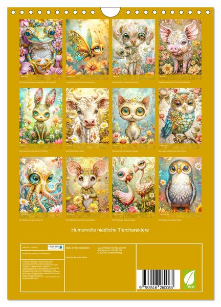 Produktbild: Humorvolle niedliche Tiercharaktere (Wandkalender 2026 DIN A4 hoch), CALVENDO Monatskalender