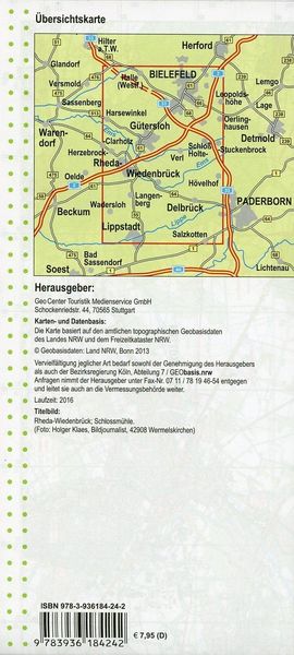 Produktbild: Bielefeld, G&uuml;tersloh, Lippstadt Wanderkarte NRW