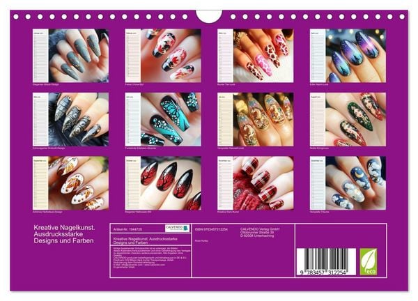Produktbild: Kreative Nagelkunst. Ausdrucksstarke Designs und Farben (Wandkalender 2026 DIN A4 quer), CALVENDO Monatskalender