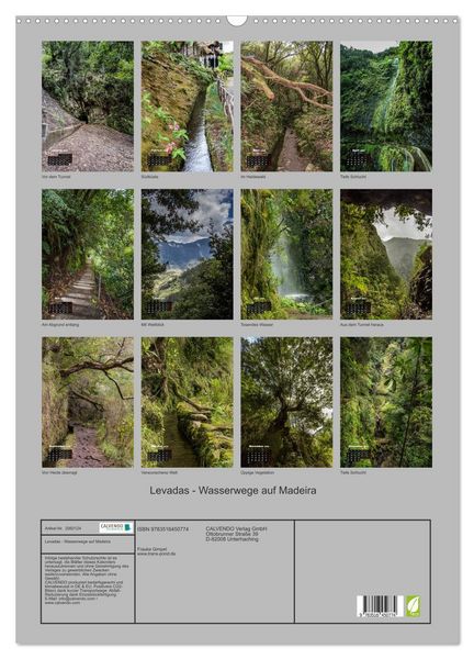 Produktbild: Levadas - Wasserwege auf Madeira (Wandkalender 2026 DIN A2 hoch), CALVENDO Monatskalender