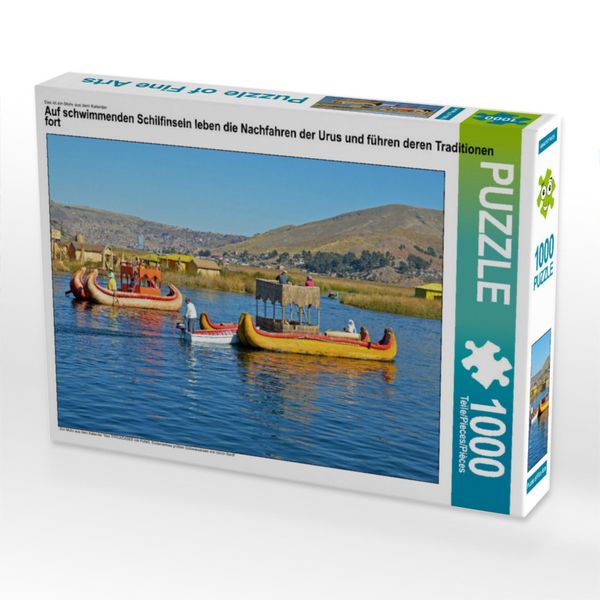Produktbild: CALVENDO Puzzle Auf schwimmenden Schilfinseln leben die Nachfahren der Urus und f&uuml;hren deren Traditionen fort | 1000 Teile Lege-Gr&ouml;&szlig;e 64x48cm Foto-Puz