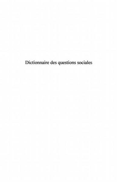 Produktbild: Dictionnaire des questions sociales