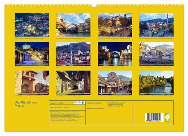 Produktbild: Die Altstadt von Mostar (hochwertiger Premium Wandkalender 2026 DIN A2 quer), Kunstdruck in Hochglanz