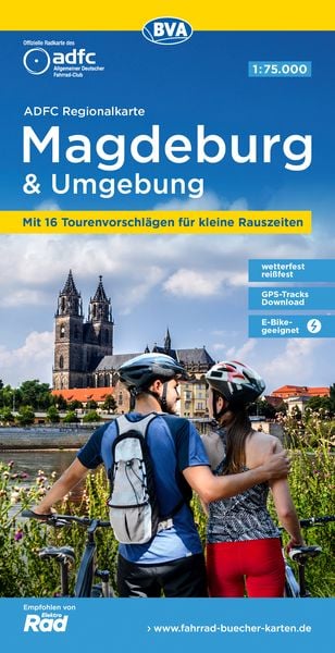 Produktbild: ADFC-Regionalkarte Magdeburg & Umgebung, 1:75.000, mit Tagestourenvorschlägen, reiß- und wetterfest, E-Bike-geeignet, GPS-Tracks-Download