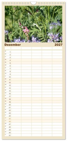 Produktbild: Familienplaner 2027 - Hummelflug mit 5 Spalten (Wandkalender, 21 x 45 cm) CALVENDO