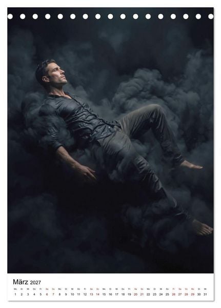 Produktbild: Floating Men - maskuliner K&ouml;rperbau in vollkommener Entspannung (Tischkalender 2027 DIN A5 hoch), CALVENDO Monatskalender