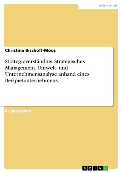 Produktbild: Strategieverst&auml;ndnis, Strategisches Management, Umwelt- und Unternehmensanalyse anhand eines Beispielunternehmens