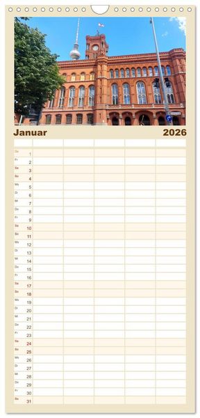 Produktbild: Familienplaner 2026 - In Berlins Mitte mit 5 Spalten (Wandkalender, 21 x 45 cm) CALVENDO