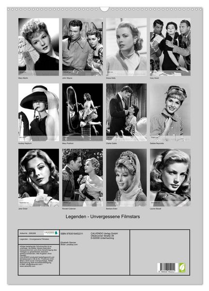 Produktbild: Legenden - Unvergessene Filmstars (Wandkalender 2026 DIN A2 hoch), CALVENDO Monatskalender
