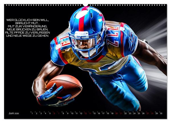 Produktbild: American Football und Motivation (hochwertiger Premium Wandkalender 2026 DIN A2 quer), Kunstdruck in Hochglanz