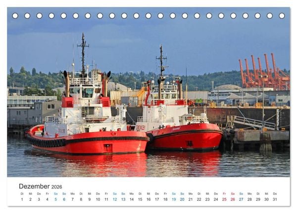 Produktbild: Gro&szlig;e und kleine Schiffe im Seehafen Seattle (Tischkalender 2026 DIN A5 quer), CALVENDO Monatskalender