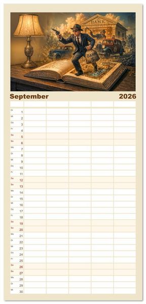 Produktbild: Familienplaner 2026 - Magische Welt der B&uuml;cher - Fantastische Abenteuer zwischen den Seiten mit 5 Spalten (Wandkalender, 21 x 45 cm) CALVENDO