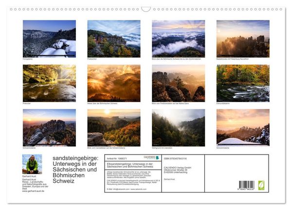 Produktbild: Elbsandsteingebirge: Unterwegs in der S&auml;chsischen und B&ouml;hmischen Schweiz (Wandkalender 2026 DIN A2 quer), CALVENDO Monatskalender