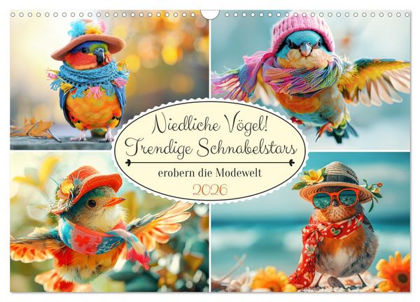Produktbild: Niedliche V&ouml;gel! Trendige Schnabelstars erobern die Modewelt (Wandkalender 2026 DIN A3 quer), CALVENDO Monatskalender