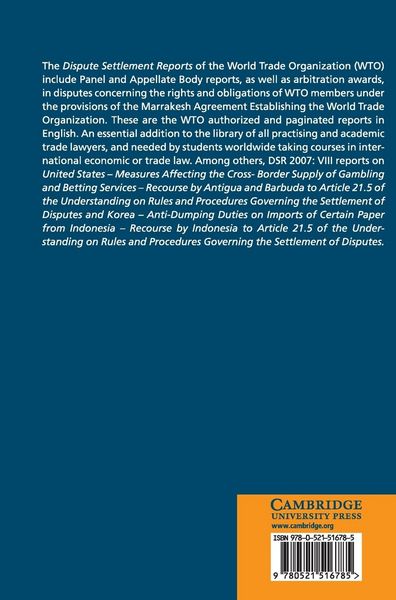 Produktbild: Dispute Settlement Reports 2007