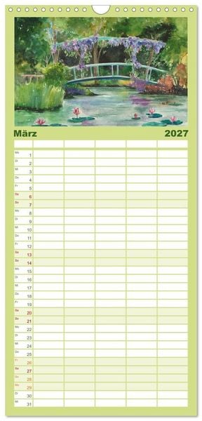 Produktbild: Familienplaner 2027 - Garten Aquarelle mit 5 Spalten (Wandkalender, 21 x 45 cm) CALVENDO