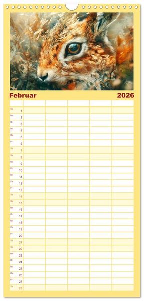 Produktbild: Familienplaner 2026 - Tierische Balance mit 5 Spalten (Wandkalender, 21 x 45 cm) CALVENDO