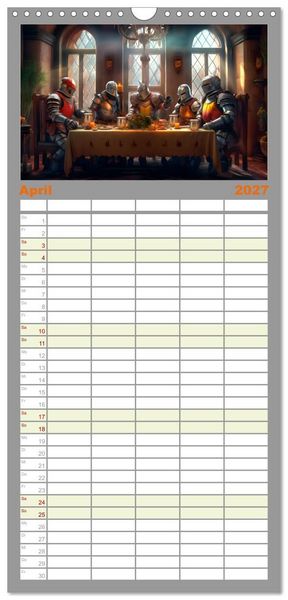 Produktbild: Familienplaner 2027 - Drachent&auml;nzer - Bildgeschichten aus dem Mittelalter mit 5 Spalten (Wandkalender, 21 x 45 cm) CALVENDO