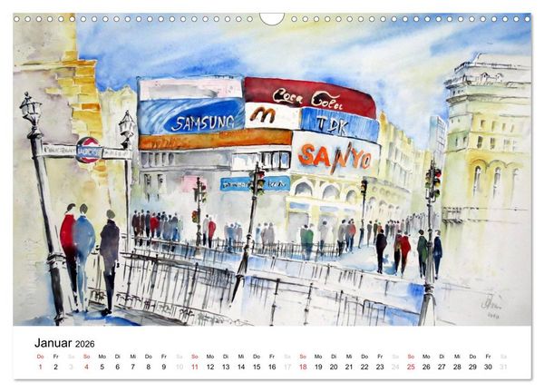 Produktbild: Aquarelle - quer durch Europa (Wandkalender 2026 DIN A3 quer), CALVENDO Monatskalender