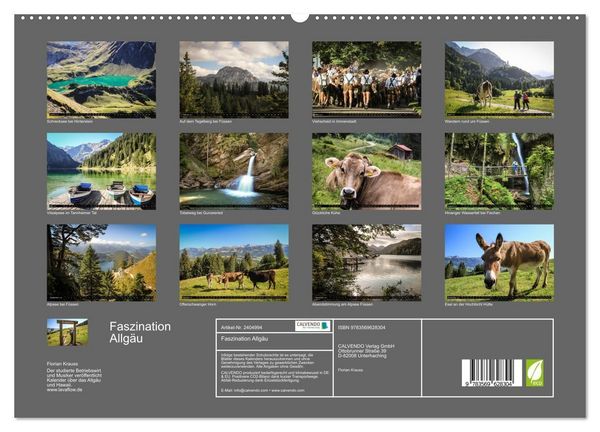 Produktbild: Faszination Allg&auml;u (hochwertiger Premium Wandkalender 2027 DIN A2 quer), Kunstdruck in Hochglanz