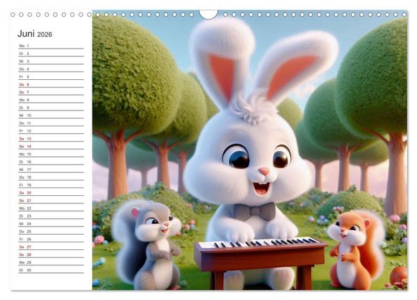 Produktbild: Musikalische Waldtiere (Wandkalender 2026 DIN A3 quer), CALVENDO Monatskalender