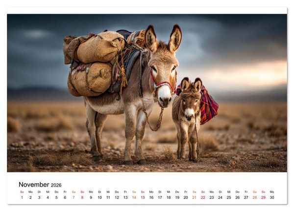 Produktbild: Esel - sanfte Seelen, gro&szlig;e Ohren (Wandkalender 2026 DIN A3 quer), CALVENDO Monatskalender