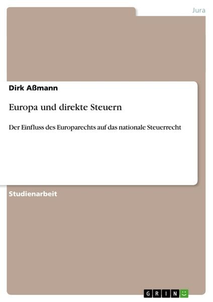 Produktbild: Europa und direkte Steuern