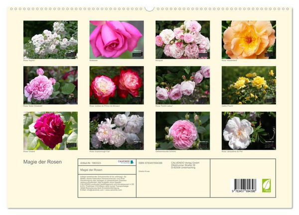 Produktbild: Magie der Rosen (hochwertiger Premium Wandkalender 2026 DIN A2 quer), Kunstdruck in Hochglanz
