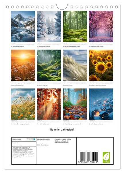 Produktbild: Natur im Jahreslauf (Wandkalender 2026 DIN A4 hoch), CALVENDO Monatskalender