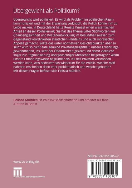 Produktbild: &Uuml;bergewicht als Politikum?