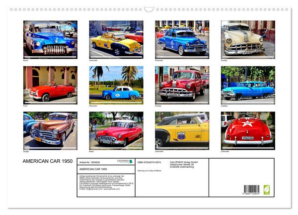 Produktbild: AMERICAN CAR 1950 (Wandkalender 2026 DIN A2 quer), CALVENDO Monatskalender