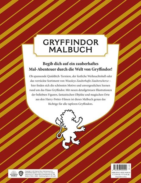 Produktbild: Aus den Filmen zu Harry Potter: Das offizielle Malbuch: Gryffindor