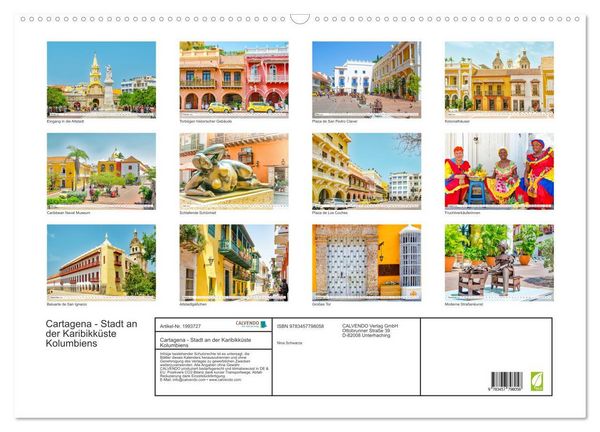 Produktbild: Cartagena - Stadt an der Karibikk&uuml;ste Kolumbiens (Wandkalender 2026 DIN A2 quer), CALVENDO Monatskalender