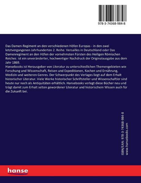 Produktbild: Das Damen-Regiment an den verschiedenen H&ouml;fen Europas