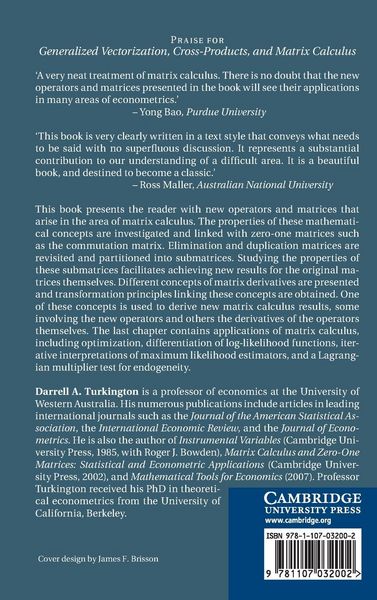 Produktbild: Generalized Vectorization, Cross-Products, and Matrix Calculus