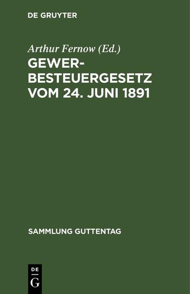 Produktbild: Gewerbesteuergesetz vom 24. Juni 1891