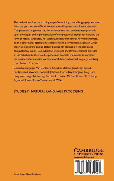 Produktbild: Computational Linguistics and Formal Semantics