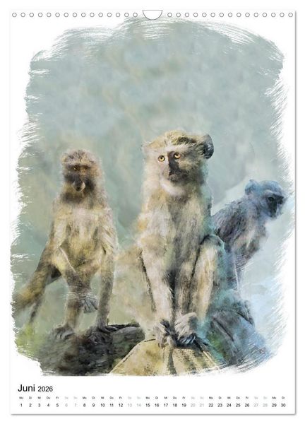 Produktbild: Afrikas Tierwelt - wie gemalt (Wandkalender 2026 DIN A3 hoch), CALVENDO Monatskalender