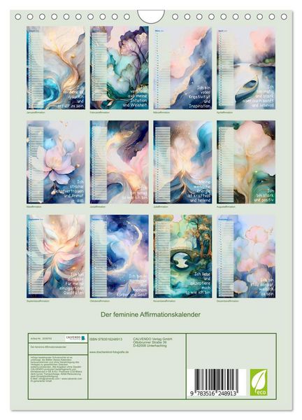Produktbild: Der feminine Affirmationskalender (Wandkalender 2026 DIN A4 hoch), CALVENDO Monatskalender