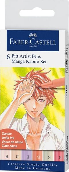 Produktbild: Faber-Castell Tuschestifte Pitt Artist Pens Manga Kaoiro, 6er Etui